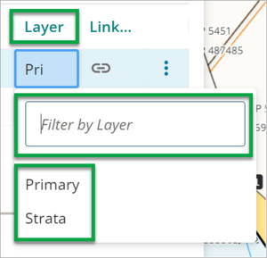 New parcels panel with 'Link' column highlighted