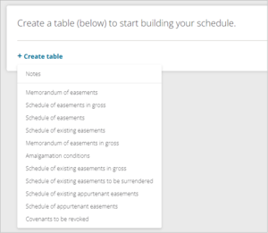 Create a table dropdown menu