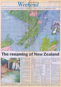 Scan of article from 1995 edition of The Dominion Weekend entitled The renaming of New Zealand -