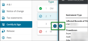 Highlighed are the blue arrow buttons you can click and drag to resize the instrument review panel