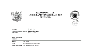 Record of Title 326123, which replaced HB85/300 with the interim legal status removed