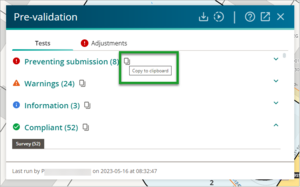 Screenshot showing the ability to copy and paste a pre-validation