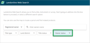 Screenshot of web search owner status filter