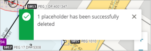 Success message saying '1 placeholder has been successfully deleted'
