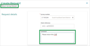 Screenshot of return dataset request complete details