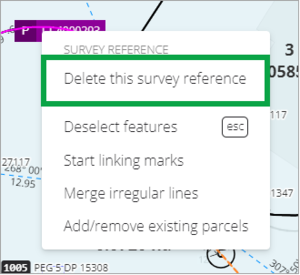 Screenshot of deleting a provisional survey reference