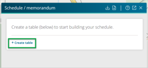 Screenshot of schedule memorandum create table