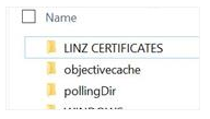 LINZ certificates folder in Explorer side menu