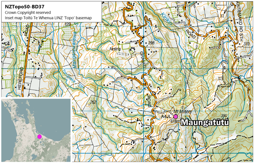 Map showing Maungatūtū location