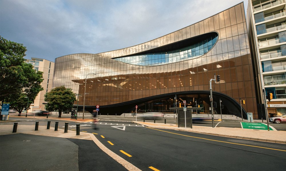 Exterior view of Tākina Convention centre in Wellington