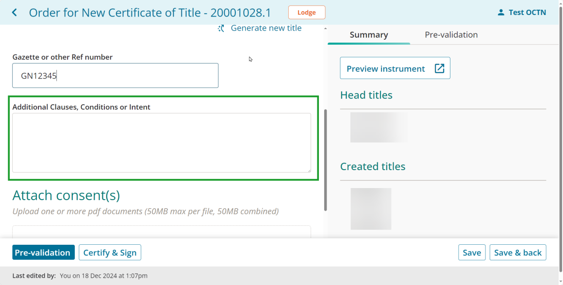 Field to add additional clauses