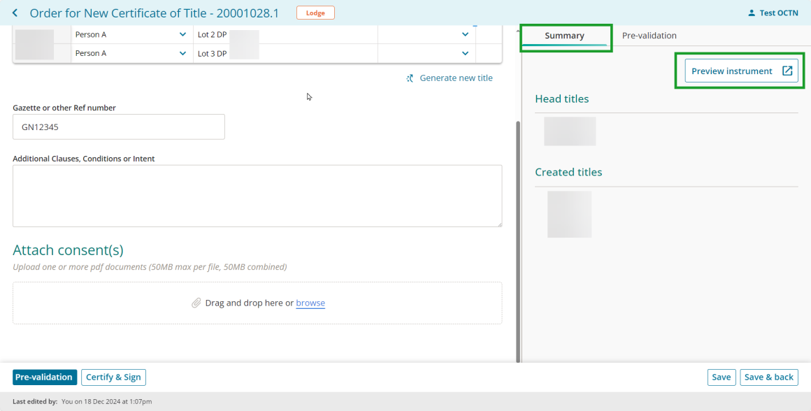 Links to preview instrument.