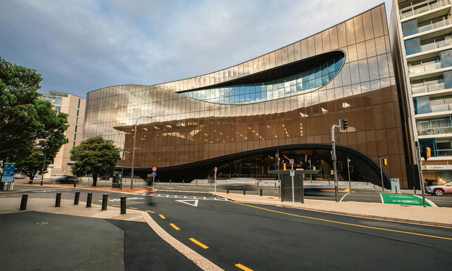 Exterior view of Tākina Convention centre in Wellington