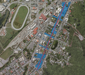 An example of the Intersects line in map view