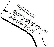Diagram of a water boundary annotation on survey layout sheets