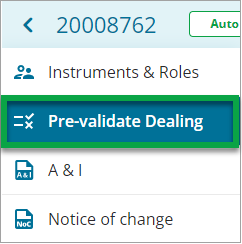 select prevalidate a dealing tab