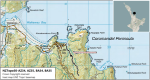 Map showing the location of Ngāmoko Stream