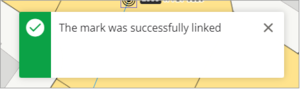 Pop-up message 'The mark was successfully linked'