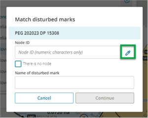 Match disturbed marks window with node picker icon highlighted