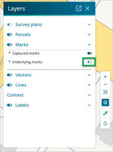 Layers menu with Underlying marks toggle highlighted