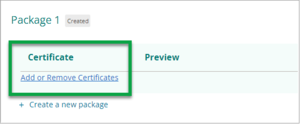Certificate column with 'Add or Remove Certificates' link highlighted