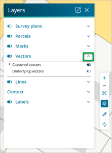 Layers menu with arrow beside Vectors highlighted