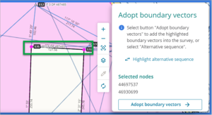 Adopt boundary vectors panel with start and end nodes highlighted