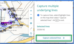 Capture multiple underlying lines panel with 'Capture selected lines' button highlighted