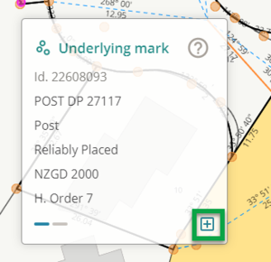 Underlying line pop-up box with right icon highlighted