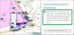 Process balance parcel boundaries panel with instructions highlighted