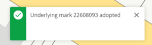 Pop-up message 'Underlying mark (number) adopted'