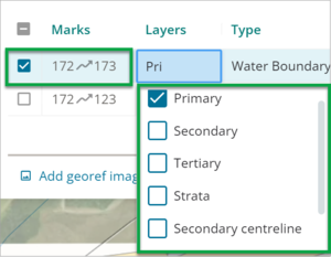 Irregular lines panel with Layers field dropdown highlighted