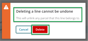 Warning message 'Deleting a line cannot be undone'