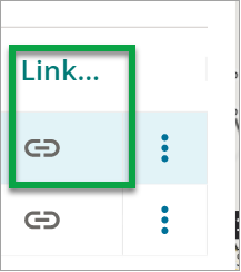 New parcels panel with 'Link' column and link symbol highlighted