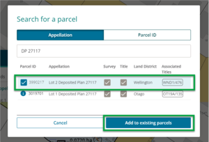 Search for a parcel box with a parcel highlighted
