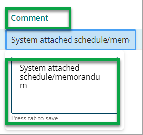 Comment free text field