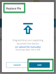 Replace file panel with 'Add' button highlighted