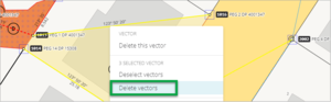 'Delete vectors' option highlighted in drop down menu