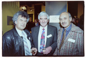 Photo of Cliff Whiting, Bill Robertson, Tairongo Te Wiremu Amoamo at the launch of the 1995 maps