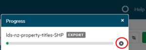 Click on the ‘Stop’ icon next to the export progress bar.