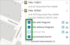 Product list showing the Title with Diagram, Title without Diagram and Guaranteed Search fields selected