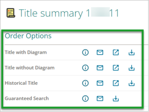 Title summary panel with order options highlighted