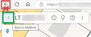 Screenshot of CSD header with the 'Back to MyWork' arrow highlighted which sits below the browser toolbar