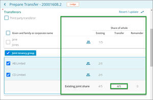 Review the Transfer and Remainder columns.