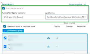 Check if the checkbox if the transfer is on behalf of a Third party transferor.