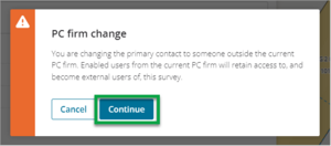 Screenshot of warning message PC firm change