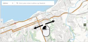 Screenshot of click and hold and move cursor to pan around map