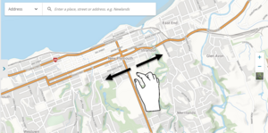 Screenshot of click and hold and move cursor to pan around map