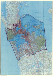 Map showing the area of Tāmaki Makaurau within which redress is being provided to Ngā Mana Whenua o Tāmaki Makauraua