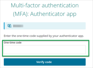 MFA authenticator app screen when you log in